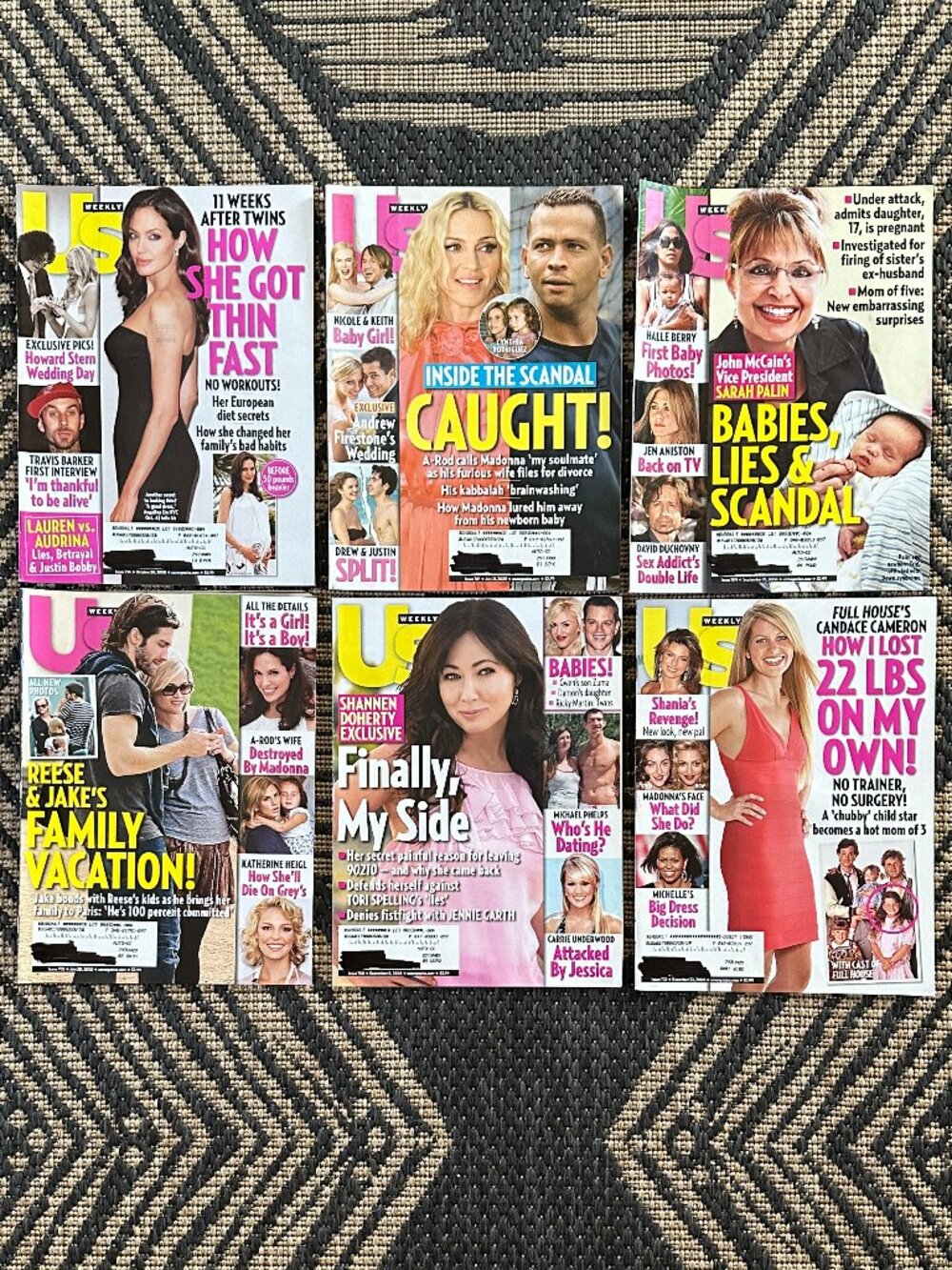 Vtg Y2K Lot of 6 US Weekly Magazines 2008 Celebrity Gossip Fashion Party Life